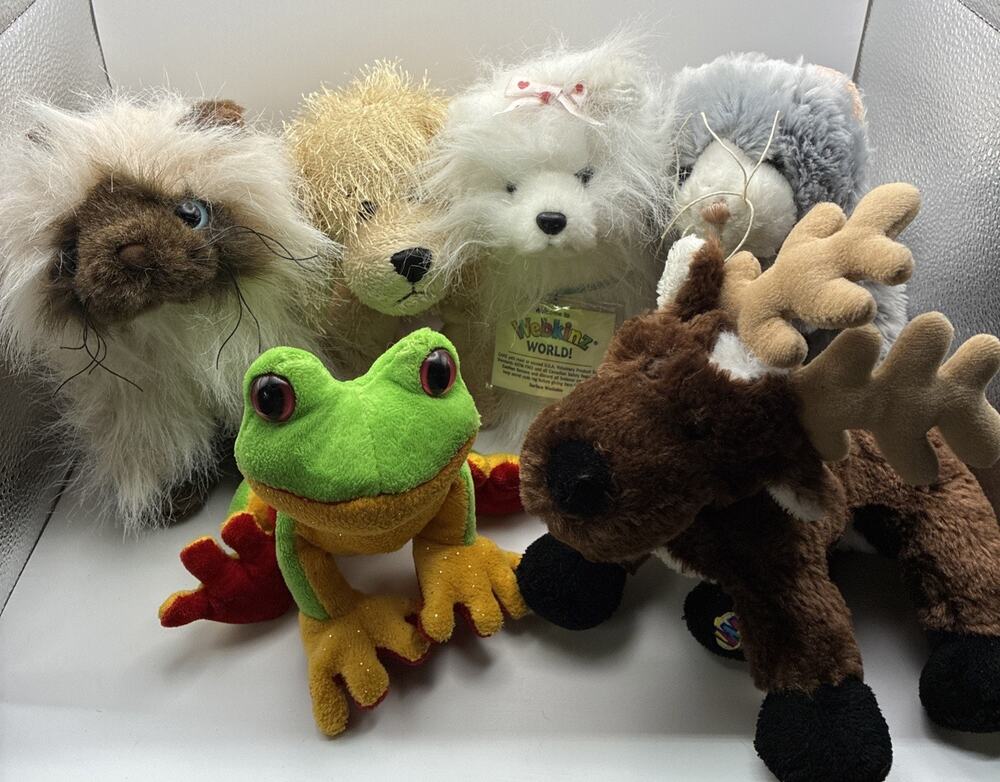 Webkinz Lot Of 6 Himalayan Golden Retriever SilverSoft Cat Reindeer Yorkie Frog
